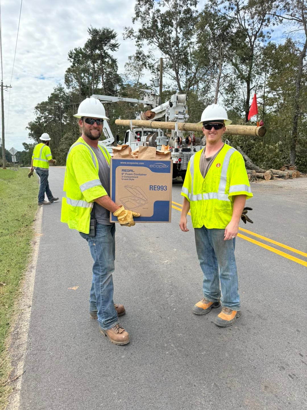 Frontier Power Company crews assisting Broad River Cooperative in Cowpens, North Carolina.