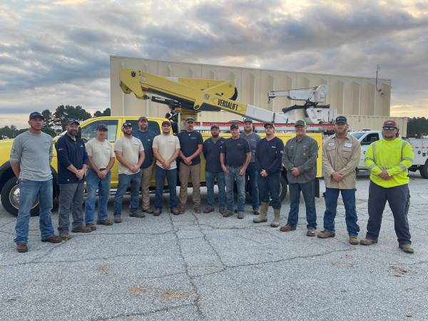 Hancock-Wood crews assisting Laurens Electric Co-op in South Carolina