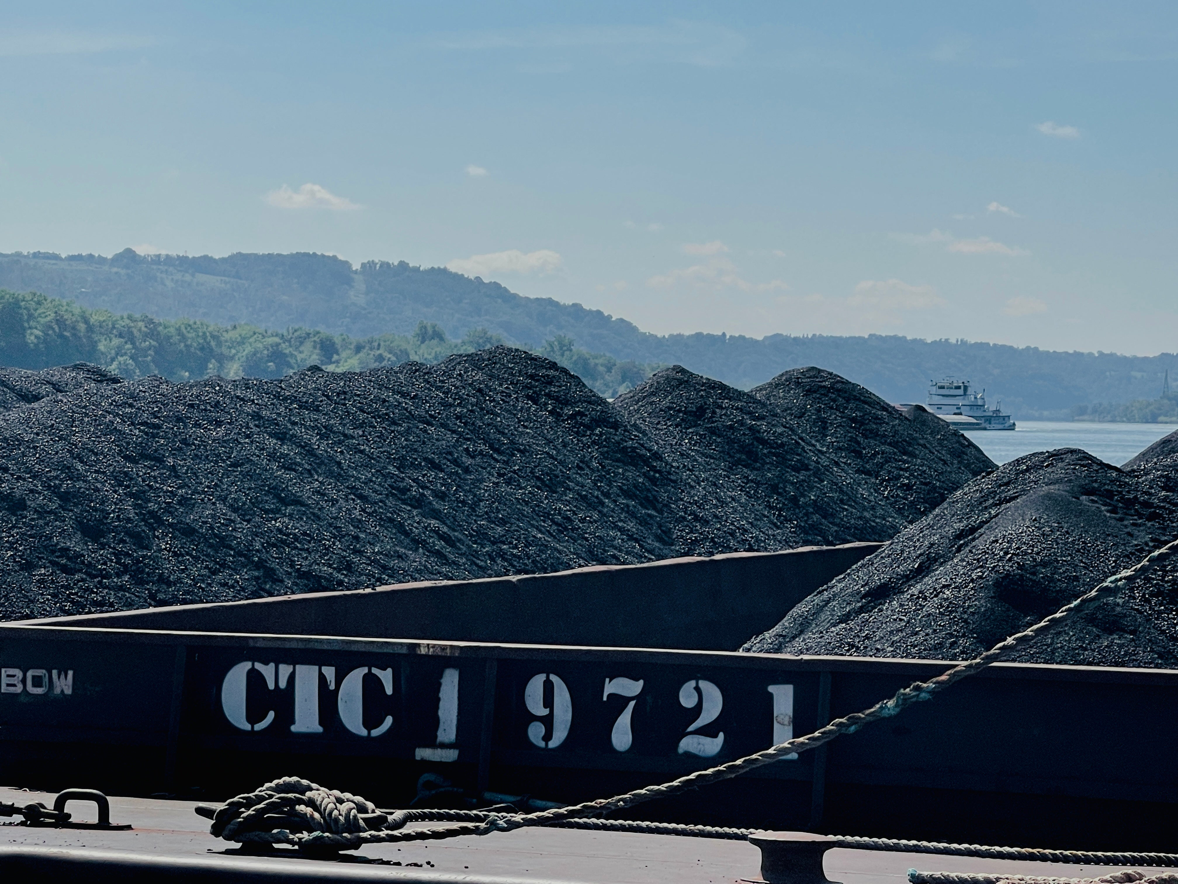 Coal arriving on barges at Cardinal Plant in Brilliant, Ohio.