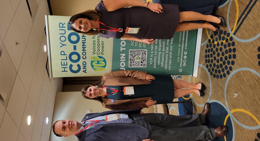 Lorain-Medina REC and North Central REC representatives visit the Voices for Cooperative Power information booth at the 2022 Legislative Conference.