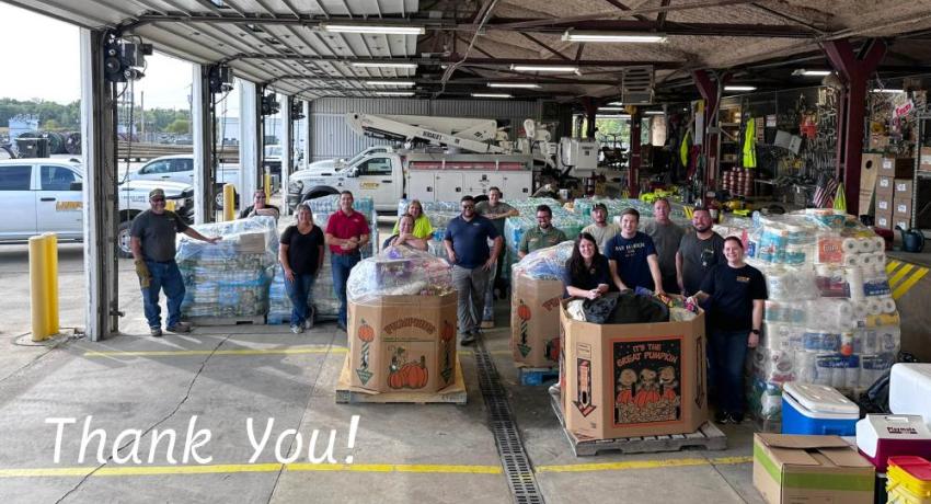 Lorain-Medina Rural Electric Cooperative team hosts donation drive for families impacted by Hurricane Helene.